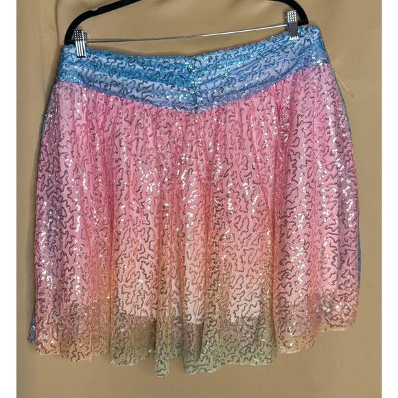 Unique Vintage Pink Blue Ombre Tulle Sequin Swing Skirt 2X 18 NWOT - Picture 3 of 6